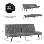Divano Letto Futon Pieghevole – Divano Letto Trasformabile in Pelle PU, Nero/Grigio