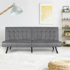 Divano Letto Futon Pieghevole – Divano Letto Trasformabile in Pelle PU, Nero/Grigio