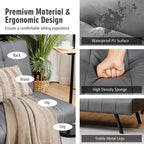 Divano Letto Futon Pieghevole – Divano Letto Trasformabile in Pelle PU, Nero/Grigio