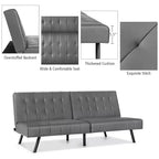 Divano Letto Futon Pieghevole – Divano Letto Trasformabile in Pelle PU, Nero/Grigio