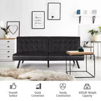 Divano Letto Futon Pieghevole – Divano Letto Trasformabile in Pelle PU, Nero/Grigio