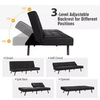 Divano Letto Futon Pieghevole – Divano Letto Trasformabile in Pelle PU, Nero/Grigio