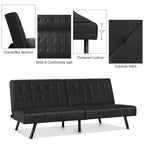 Divano Letto Futon Pieghevole – Divano Letto Trasformabile in Pelle PU, Nero/Grigio