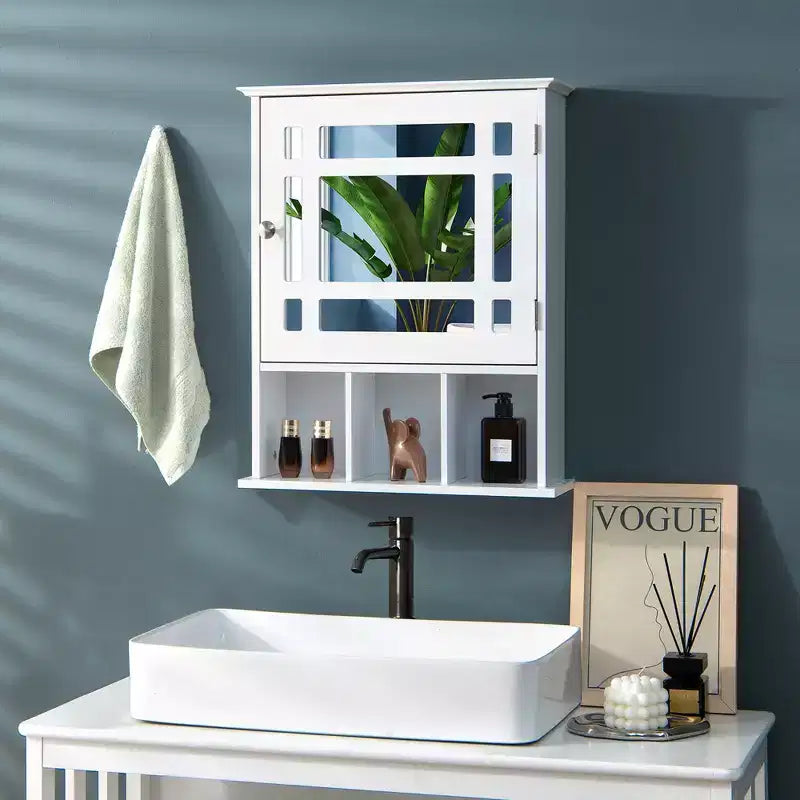 Mobiletto portamedicine con specchio e ripiano regolabile – Mobiletto da bagno a parete