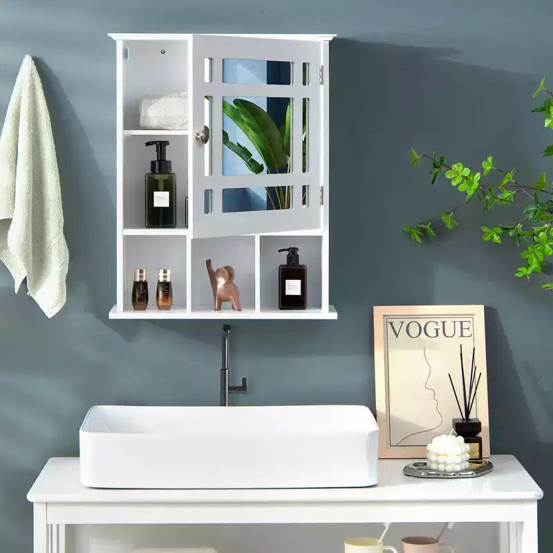Mobiletto portamedicine con specchio e ripiano regolabile – Mobiletto da bagno a parete
