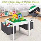 Tavolo attività 2-in-1 per bambini e set 2 sedie con contenitore e piano per costruzioni