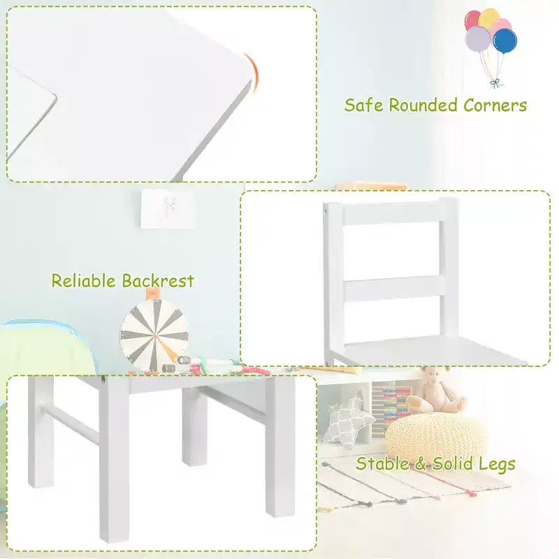 Tavolo attività 2-in-1 per bambini e set 2 sedie con contenitore e piano per costruzioni