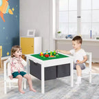 Tavolo attività 2-in-1 per bambini e set 2 sedie con contenitore e piano per costruzioni