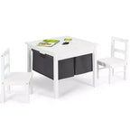 Tavolo attività 2-in-1 per bambini e set 2 sedie con contenitore e piano per costruzioni
