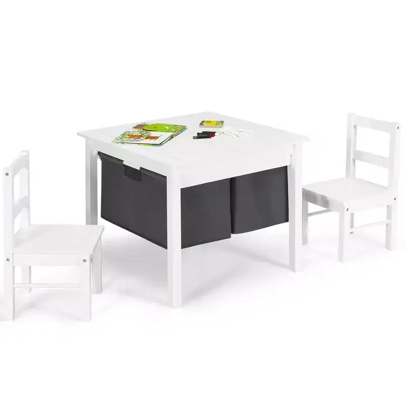 Tavolo attività 2-in-1 per bambini e set 2 sedie con contenitore e piano per costruzioni