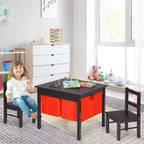 Tavolo attività 2-in-1 per bambini e set 2 sedie con contenitore e piano per costruzioni