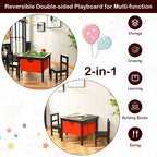 Tavolo attività 2-in-1 per bambini e set 2 sedie con contenitore e piano per costruzioni